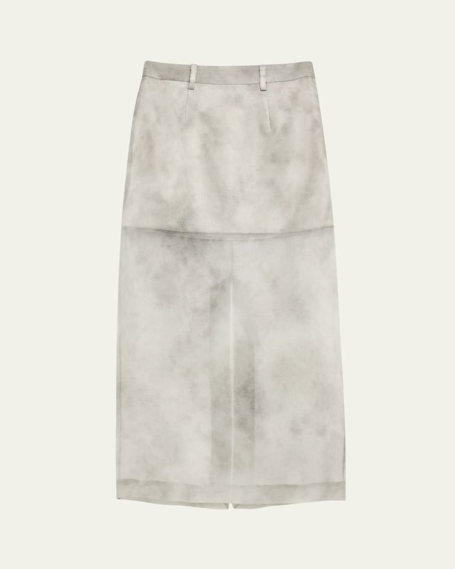Fog Print Silk Organza Midi Skirt